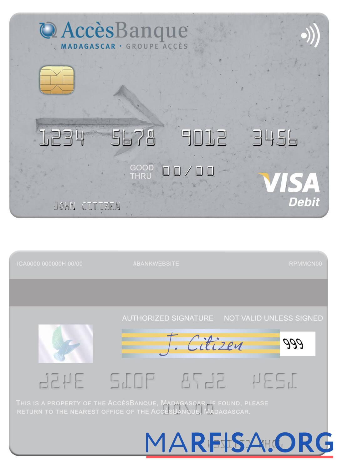 Realistic Madagascar AccèsBanque visa debit card download for verification